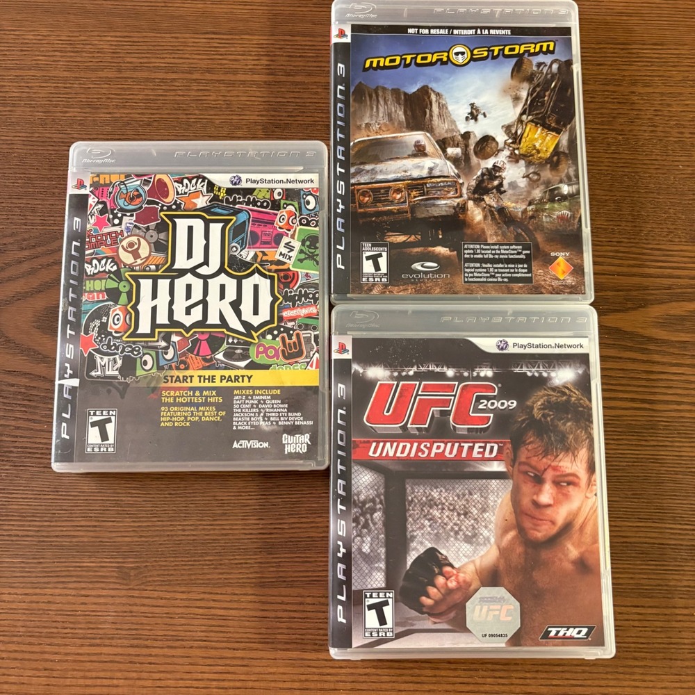 Sony‎ PlayStation 3 Game Bundle PS3 NTSC Good MotorStorm UFC 2009 DJ Hero 3-Pack